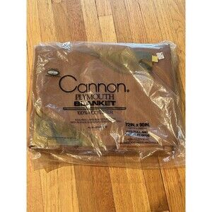 NOS VTG Cannon Plymouth Polyester Brown Blanket Satin Trim 72x90 Full/Twin